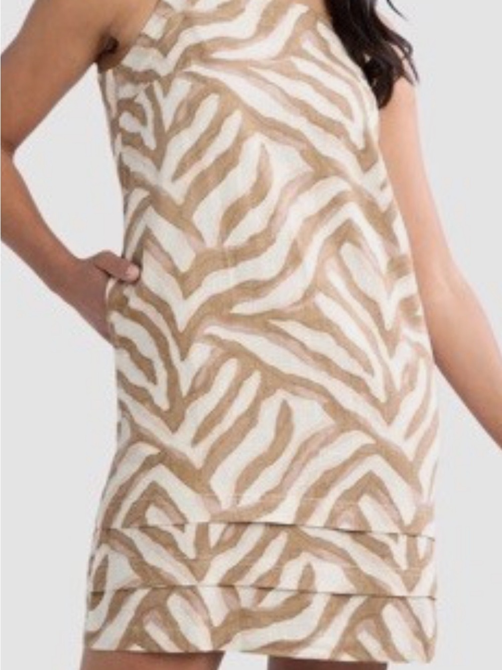 Time and Tru Beige and White Zebra Print Shift Dress